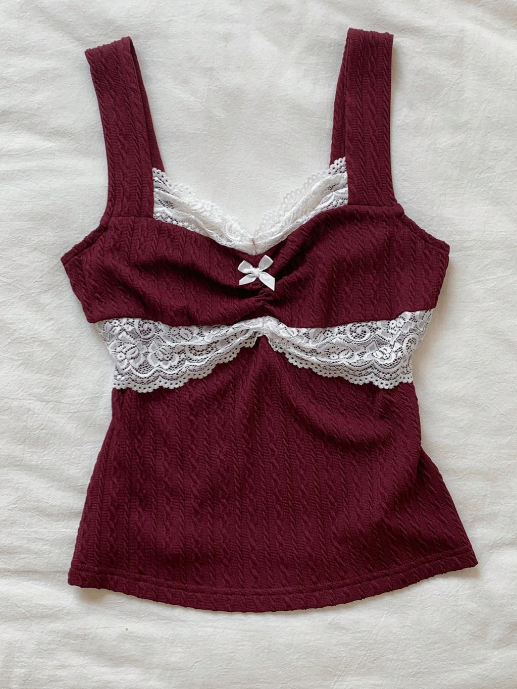 Y2K Summer Fashion New Lace Splicing Bow Decoration Pure Desire Women's Tank Top - Matrix-studios.com