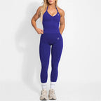Women's Yoga Set Bum Balance Fitted Halter Tops & Shaping Pants 2pcs Yoga Sportwear Workout Gym Clothing High Waist Leggings Set - Matrix-studios.com