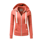 2024 Autumn/Winter New Women's Personalized Fashion Sports Hoodie Long Sleeve Drawstring Pocket Zipper Coat Woolen Sweater Top - Matrix Studios