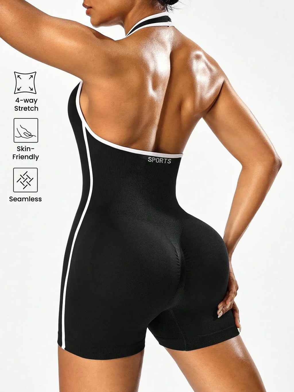 Women's Backless Color-Block Cross-Body Fitness Jumpsuit – Stretchy Yoga One-Piece Outerwear Ideal for Workout, Training & Daily - Matrix Studios