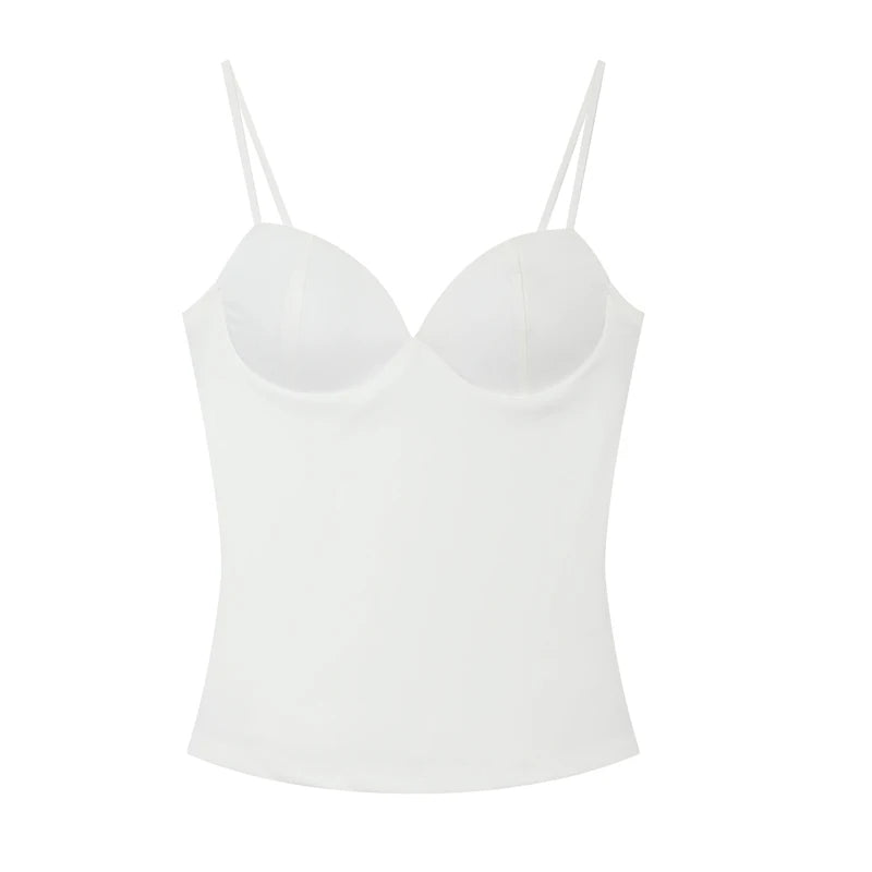 HXAO Sleeveless Crop Tops For Woman Corset Camisole Brown Top Women Bodycon Backless Sexy Tops With Straps Bustier Tank Tops - Matrix-studios.com