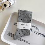 Women's spring summer thin vintage cream curled-edge women's socks polka dot mid-tube socks artistic socks women - Matrix Studios