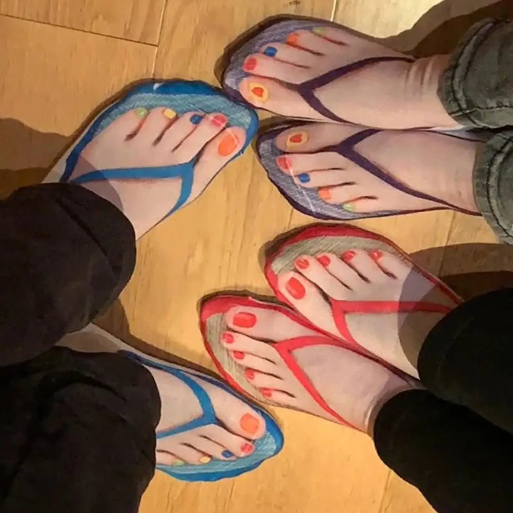 1 Pair 3D Printing Pattern Flip Flop Socks Funny Socks for Women Flip-flop Ankle Socks Low Cut Floor Socks Hosiery Novelty Gifts - Matrix Studios