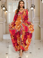 Kaftan Dresses for Women Wave Neck Swimsuit Cover Up Caftan Dress Plus Size Oversized Long Beach Dress - Matrix Studios