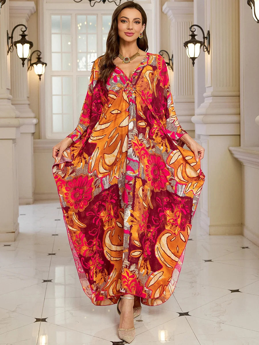 Kaftan Dresses for Women Wave Neck Swimsuit Cover Up Caftan Dress Plus Size Oversized Long Beach Dress - Matrix Studios
