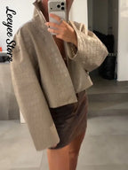 Women's Casual Solid Loose Pu Jackets Stand Collar Loose Fashion Outerwears Autumn Winter Laies Street Chic Short Coat 2026 New - Matrix Studios