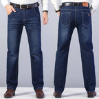 2026 New Men's Stretch Regular Fit Jeans Business Casual Classic Style Fashion Denim Trousers Male Black Blue Gray Pants - Matrix Studios