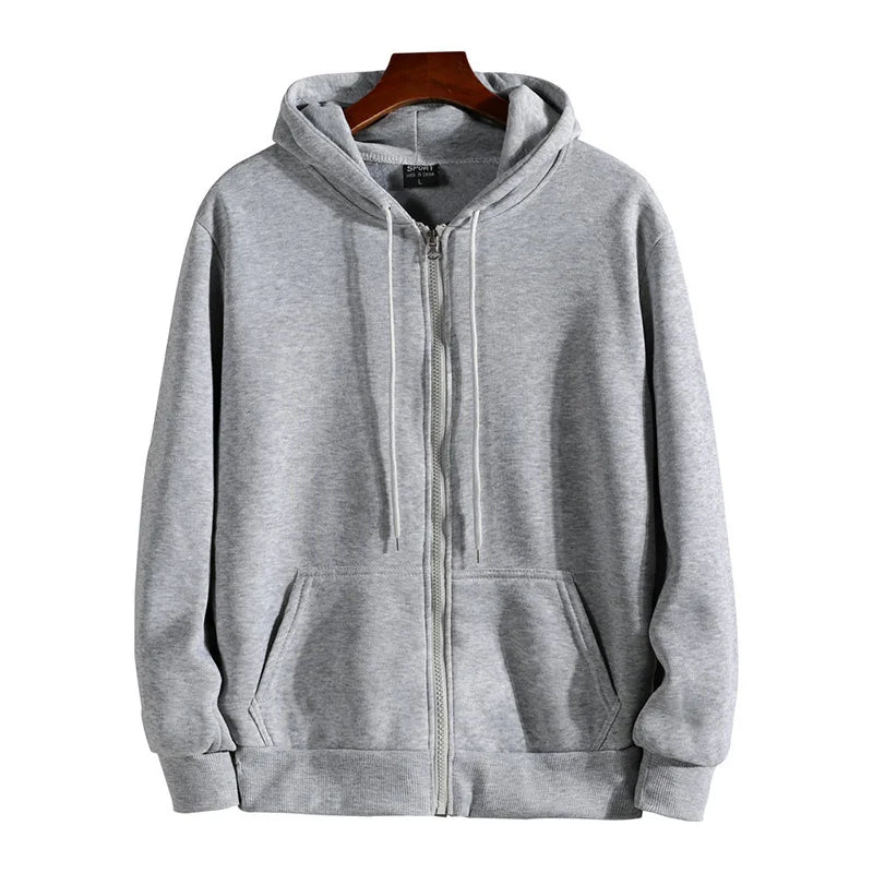 Zipper Hoodies Autumn Winter Men's New Long Sleeve Hooded Sweatshirt Fashion Casual Male Outfit Sportwear Loose Fit Clothes - Matrix Studios