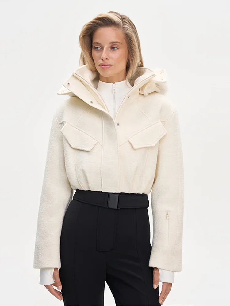 Faux Fur Patchwork Ski Jumpsuit Women Detachable Hoodie Long Sleeves Belts Zipper Warm Skiwear Female 2025 Winter Warm Rompers - Matrix Studios