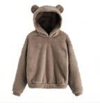 Autumn Winter Women's Hoodies Winter Women Long Sleeve Rabbit Ear Hood Sweatshirt Cute Plush Warm Casual Hoodie Tops - Matrix Studios