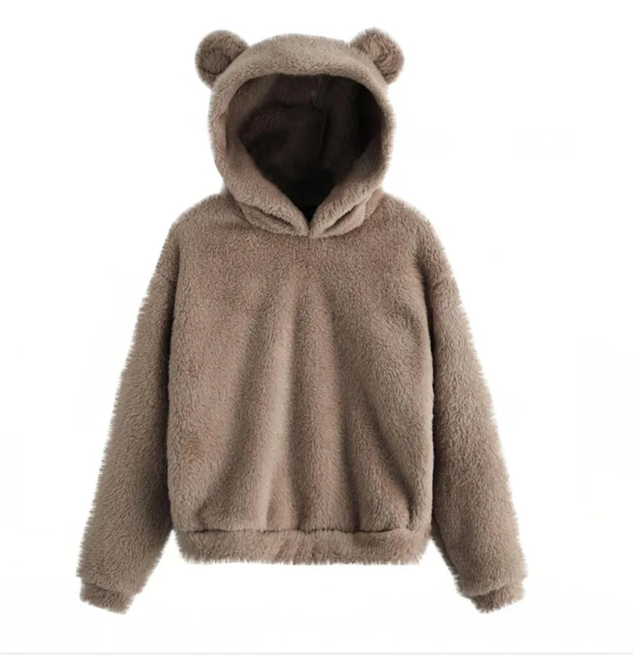 Autumn Winter Women's Hoodies Winter Women Long Sleeve Rabbit Ear Hood Sweatshirt Cute Plush Warm Casual Hoodie Tops - Matrix Studios
