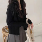 Knitted Cardigan Two-piece Set Spring and Autumn Thickened Sweater Suspender Top Sweater Vest Student Coat White Cardigan Pink - Matrix Studios