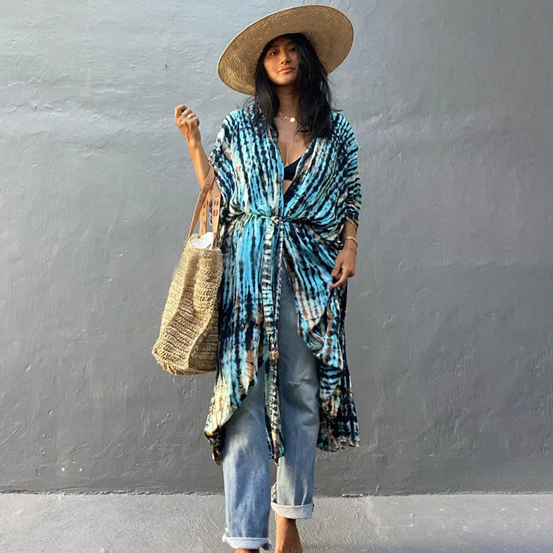 Beach Dress Tunic Cover up Embroidery Kaftan Saida de Praia Women Bikini Cover-up Pareo Sarong Beachwear - Matrix Studios