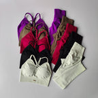Seamless Hip Lifting Fitness Set Women's V-neck Bra Leggings Yoga Set Quick Drying Exercise Iron Massage High Fat Tight Pants - Matrix-studios.com