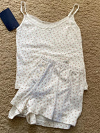 Strawberry Vest Shorts 2 Pieces Set Woman Eyelet Bow Slim Tank Top with Elastic Waist Patchwork Straight Short Pant Sweet Sets - Matrix-studios.com