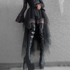 Sexy Net Yarn High-Waisted Irregular Skirt for Women Summer New European and American Gothic Style Versatile Casual Skirts - Matrix-studios.com
