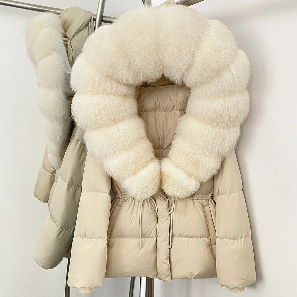Reality Fur Jacket Real Fur Collar Duck Down Coat Female Winter Hooded Warm Fox Fur Coat Women Natural Raccoon Fur Puffer Jacket - Matrix Studios