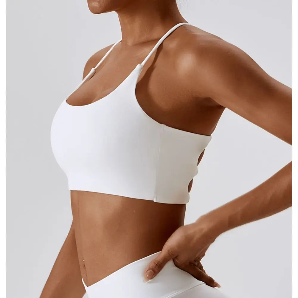 Solid Color U-Shaped Multi-Strap Cross Back Women Fitness Sports Bra Top Gym Yoga Athletic Tight Workout Jog Soft With Chest Pad - Matrix Studios