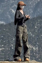 Y2k Clothes Jeans For Woman High Waist Flare Trousers Camouflage Cargo Wide Leg Straight Winter New Pants Slim Fit Fashion - Matrix-studios.com