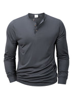 New Men's Henley T-shirts Long Sleeve Basic Casual Band Collar T Shirts Comfortable Soft Pullover Tops Male Tee - Matrix Studios