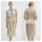 Robe Women Floral Bathrobe Kimono Robe Silk Long Wedding Bride Bridesmaid - Matrix-studios.com