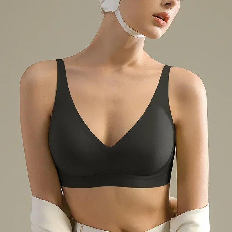 SUJIIN Sexy Seamless Wireless Bras for Women Push Up Padded Soft Support Invisible Lift V Neck Bralette Smooth Bra Female MX208 - Matrix Studios