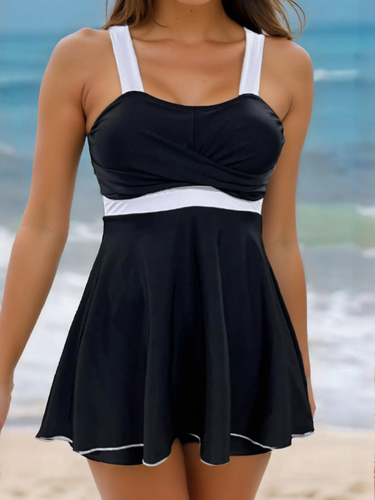 Black Dots Print Tankini Set 2026 New Two Pieces Swimsuits Plus Size Swimwear Women Bathing Suits Beachwear Bikini Swimdress - Matrix-studios.com