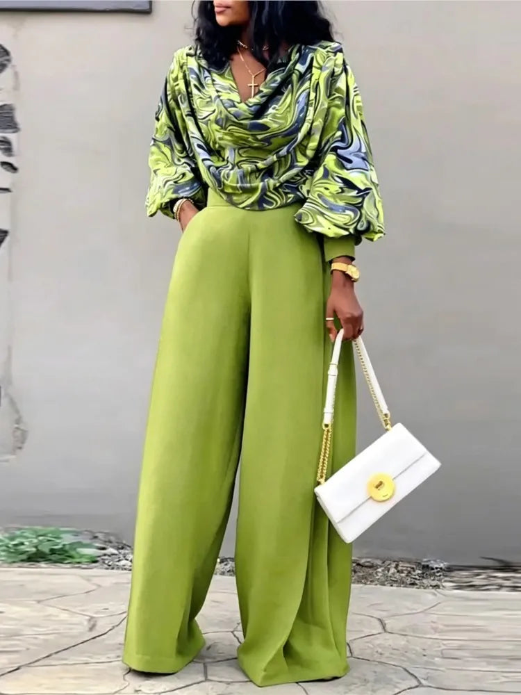 2 Piece Women Sets New Arrival Plus Size Summer Autumn Matching Sets Print Top And Pants Suits Outfits Oversized Clothing - Matrix-studios.com