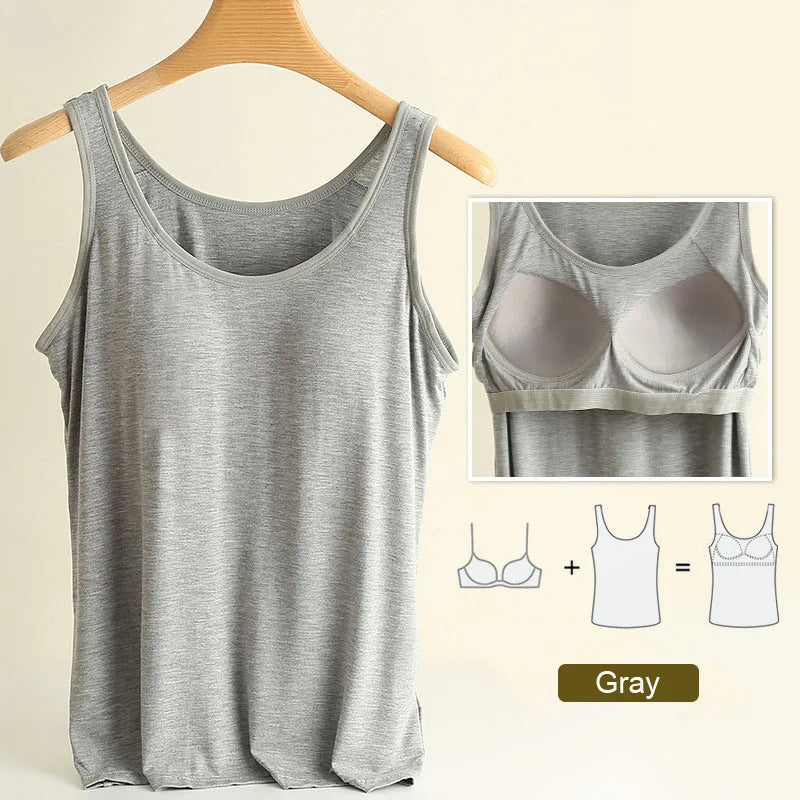 For 37-82kg Soft Modal Plus Size Tank Tops With Fixed Chest Pad For Women Integrated Wear-Free Underwear - Matrix-studios.com