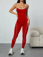 Women Seamless Yoga Jumpsuit Workout Bodysuit Tummy Control Butt-Lifting Gym Clothes Sleek Sportswear Striped Athletic Outfit - Matrix Studios