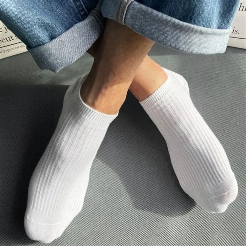 5 Pairs/Pack Ankle Socks Women 100% Cotton Invisible Sweat-absorbing Girls Low Tube Boat Socks white socks - Matrix Studios