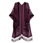 MJSERECA New Bohemian Burnt Plush Kimono for Woman Long Cardigan With tassel Beach Cover-up Casual Cardigan Shawl Chiffon Shirt - Matrix Studios