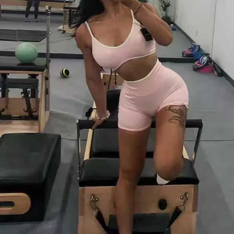 Fitness Suit, Women's Suspender, Contrasting Color Bra, Sports Shock-absorbing Speed Drying Pants, Breathable Yoga Suit - Matrix-studios.com