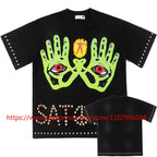Y2K Gothic Skull Flame Graphic Tee Satoshi Nakamoto Letter Print Oversized Washed Black Men Casual Street T-Shirts - Matrix-studios.com
