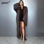 WINYI Retro Kimono Maxi Cardigan Beach Wear Covers Elegant Party Dress Abaya Dubai Luxury Muslim Woman Fashion Open Front Kaftan - Matrix Studios