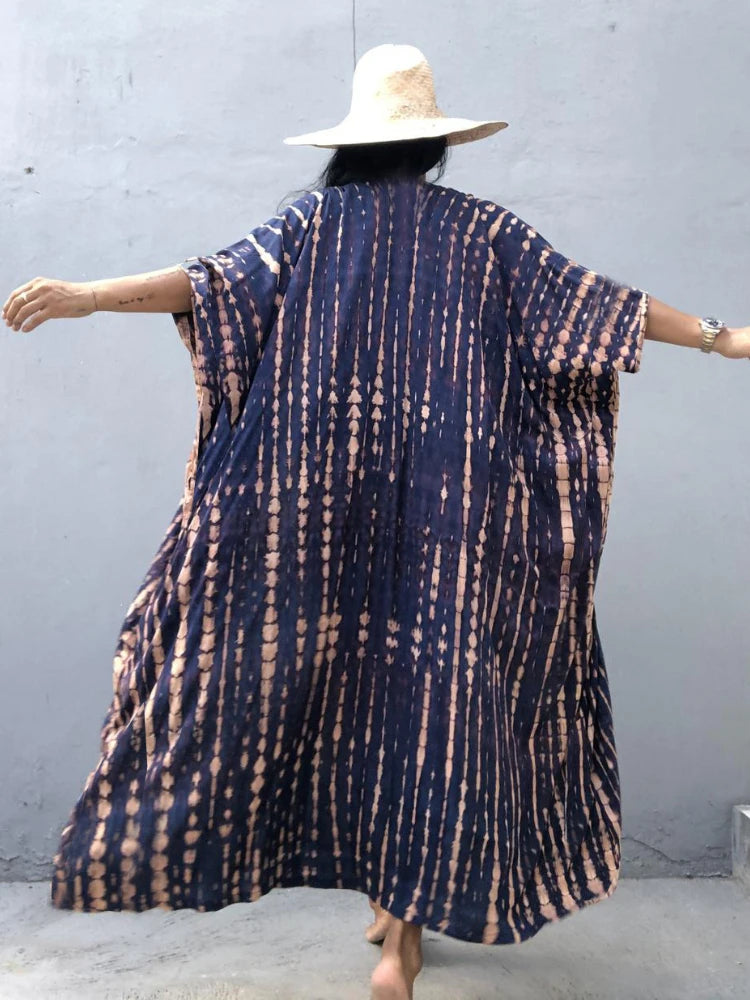 Beach Cover Ups for Swimwear Women Black Tie Dye Kimono Swimsuit Cape Summer Dress 2022 Beachwear Outfits Sales - Matrix Studios