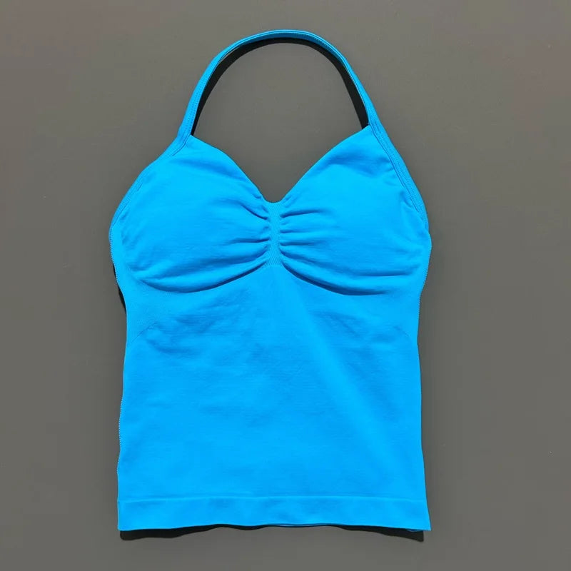Women Solid Color Yoga Sports Tank Top Sleeveless Quick Dry Breathable Elastic Slim Fit Gym Workout Running Fitness Soft Skin - Matrix-studios.com