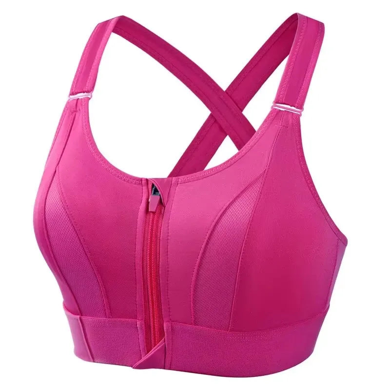 Sports Bras For Women Front Zipper Adjustable Strap Shockproof Elastic Fitness Athletic Brassiere Slim Yoga Crop Top - Matrix Studios