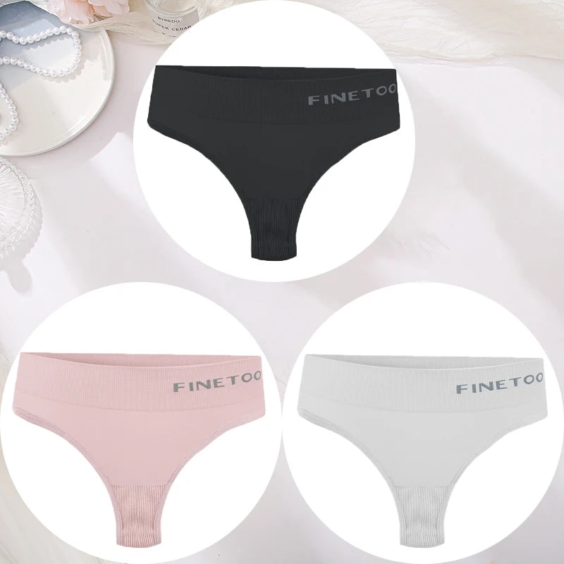 3PCS/Set Women's Panties Sexy Underwear FINETOO Large Size Thong Women Seamless Panties High Waist Girls Thongs M-2XL - Matrix Studios