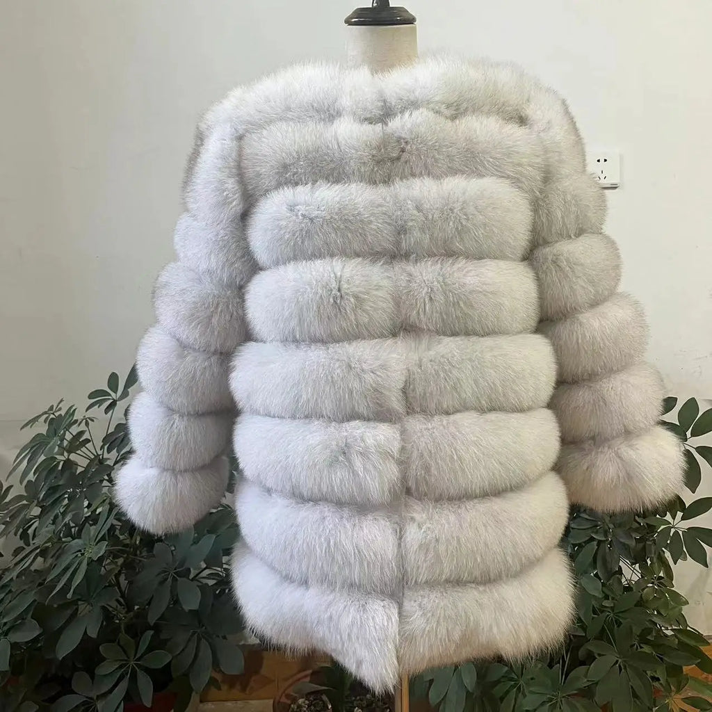 70CM 4in1 New Fast Shipping New Fashion Women Fashion Real Natural Fox Fur Long Coat Jacket for Winter Warm Over Coat - Matrix Studios