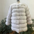 70CM 4in1 New Fast Shipping New Fashion Women Fashion Real Natural Fox Fur Long Coat Jacket for Winter Warm Over Coat - Matrix Studios