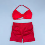 2 Piece Sports Gym Set Strappy Bra Yoga Underwear Short Sport Leggings Bicycle Running Sportswear Woman Seamless Yoga Set - Matrix-studios.com