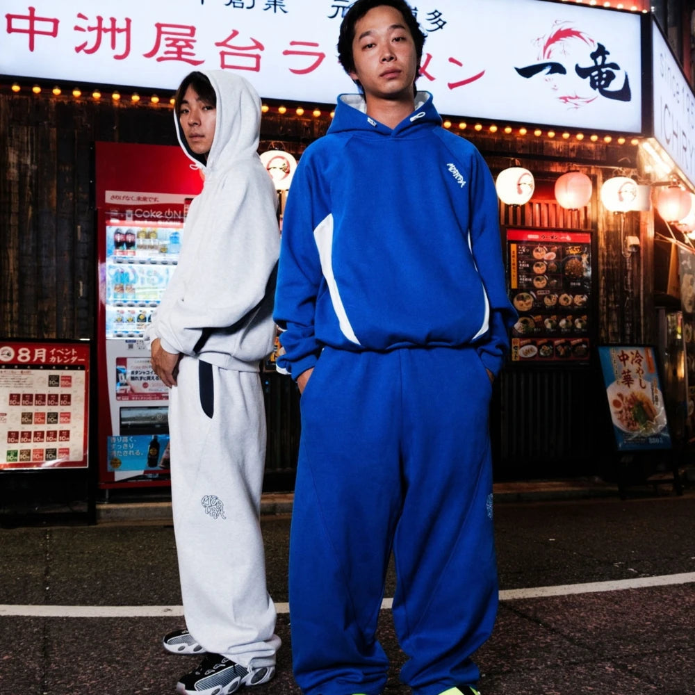 Autumn and winter new trendy men's and women's high street Japanese casual sports letter hooded sweatshirt and pants set