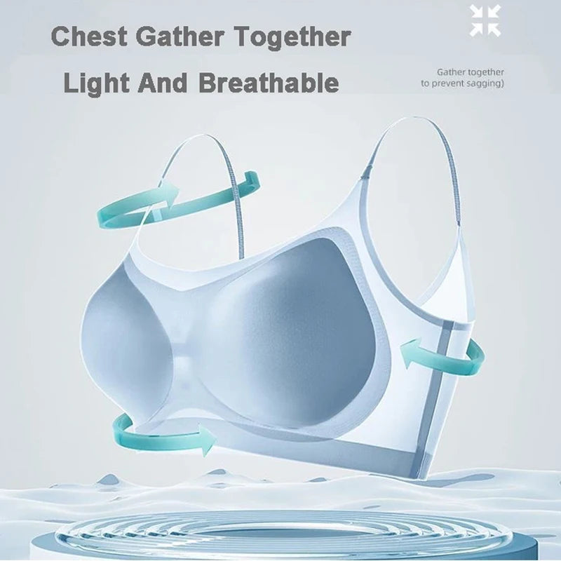 3PCS Ultra-Thin Breathable Ice Silk Bras Women's Seamless Back Halter Vest Wrap Bras Chest Gather Together Light Breathable Tops - Matrix Studios