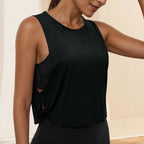 Women Sleeveless Yoga Tops Athletic Vest Breathable Blouse Cover Up Gym Workout Cool T-Shirt Running Short Tank Crop Top - Matrix-studios.com
