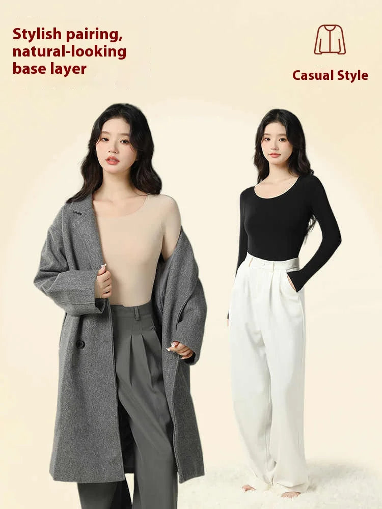Winter Seamless Fleece Warm Leggings Female casual warm top Ladies Thermal Underwear 2pcs Set Slim Thin  Sports Fitness Leggings - Matrix-studios.com