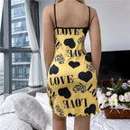 Summer New Women's Nightgown Beauty Back Thin Section Of Home Wear Sexy Halter Short Skirt Love Cartoon Cute Printing Pajamas - Matrix-studios.com
