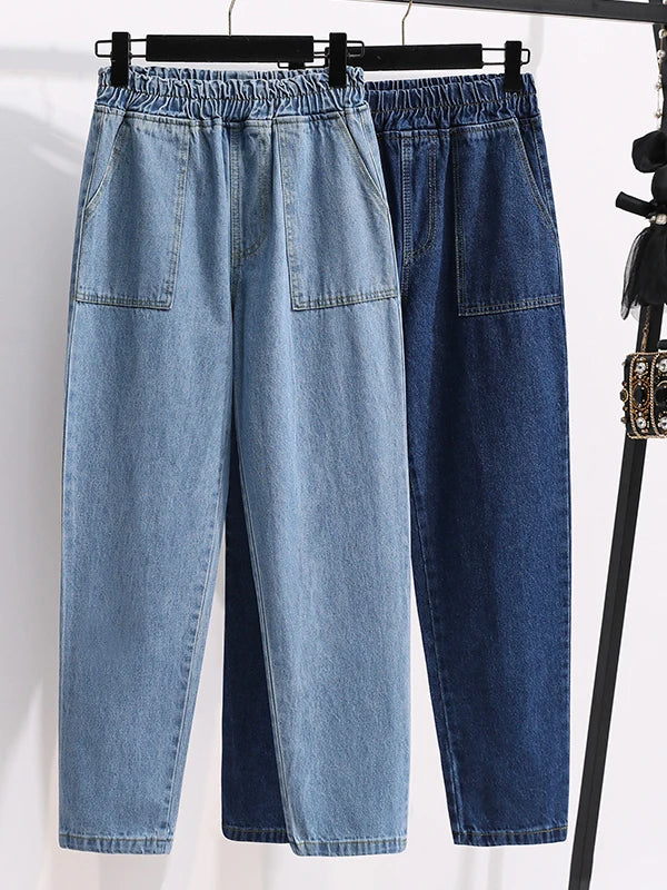 plus Size Denim Trousers High Waist Straight Leg Women's Spring Faion Slimming Long Pants Casual Harajuku Sle Jeans - Matrix-studios.com