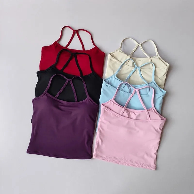 Women's Cross Back Push-Up Yoga Sports Bra Comfortable Gym Tank Top Workout Fitness Vest 'Naked Feeling' Gym Bra Fitness Wear - Matrix Studios