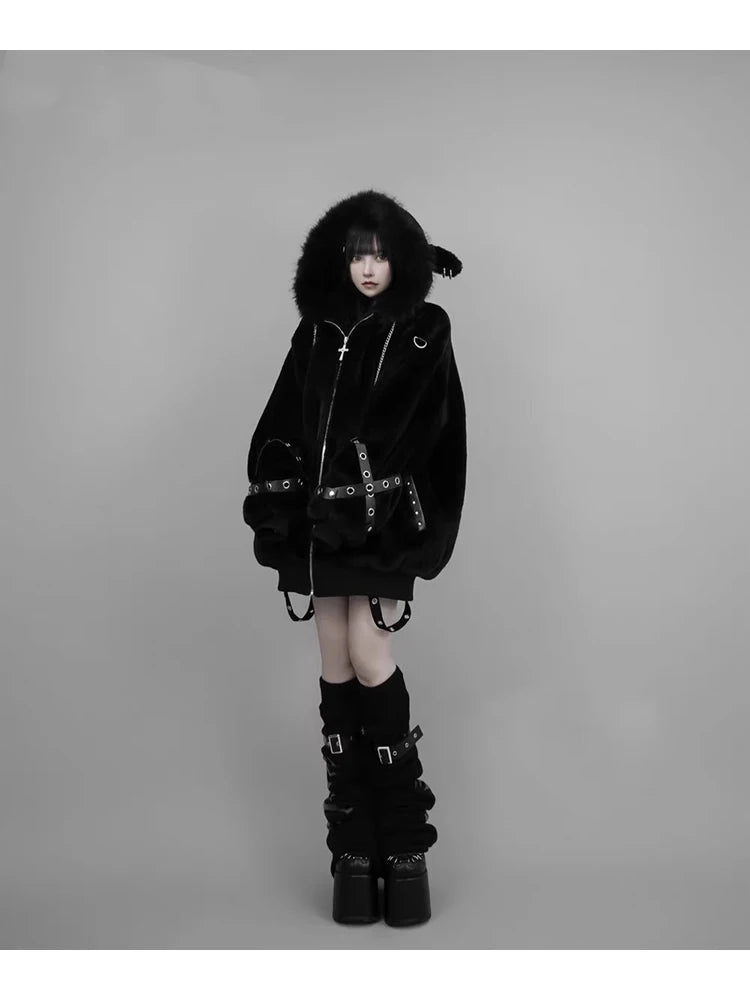 Mauroicardi Autumn Winter Oversized Warm Soft White Faux Fur Coat Women with Hood Harajuku Fashion Fluffy Jacket Streetwear 2025 - Matrix Studios